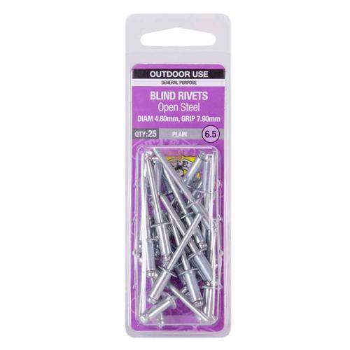 Otter Blind Rivets 6.5 Pack of 25 Steel