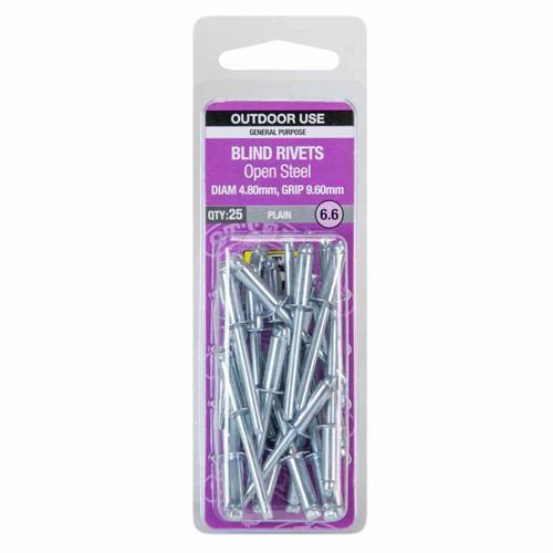 Otter Blind Rivets 6.6 Pack of 25 Steel