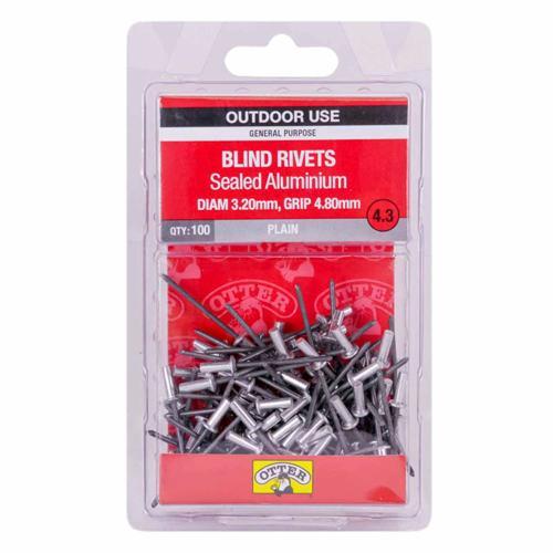 Otter Blind Rivets 4.3 Pack of 100 Aluminium RVSA32483