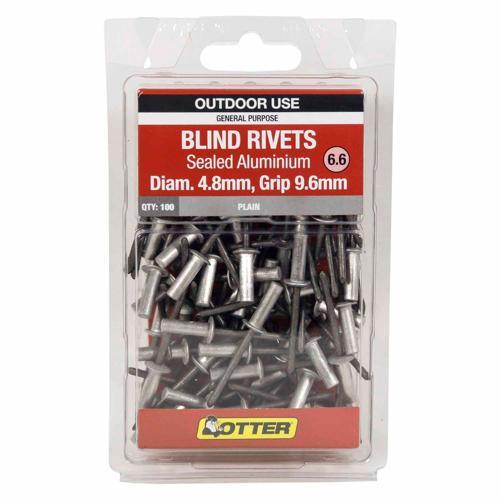 Otter Blind Rivets 6.6 Pack of 100 Aluminium RVSA48963