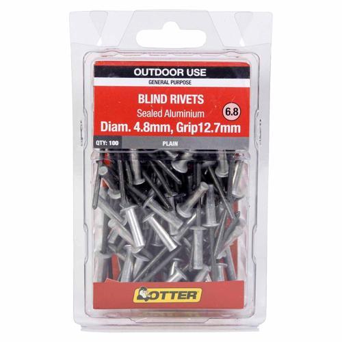 Otter Blind Rivets 6.8 Pack of 100 Aluminium RVSA48123