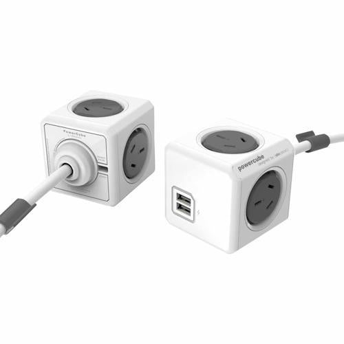 Allocacoc 4 Outlet PowerCube Surge Protected 200x64x64mm Grey