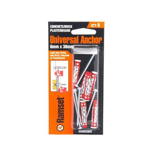 Ramset Universal Wall Anchors Pack of 6
