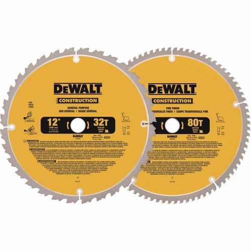 DeWALT Construction Circular Saw Blade 305mm 2 Pack 32 & 80 Tooth