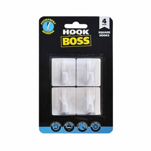 Hook Boss Self Adhesive Utility Hooks 32 X 37mm Pack of 4