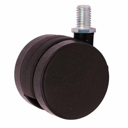 Titan Twin Unhooded Castor With Threaded Pin 50mm Black Pack of 2