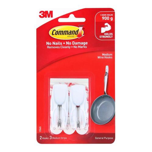Command Wire Toggle Hook 17065-ES Medium White Pack of 2
