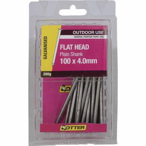 Otter Flat Head Nails 100 X 4.0mm 200g Galvanised