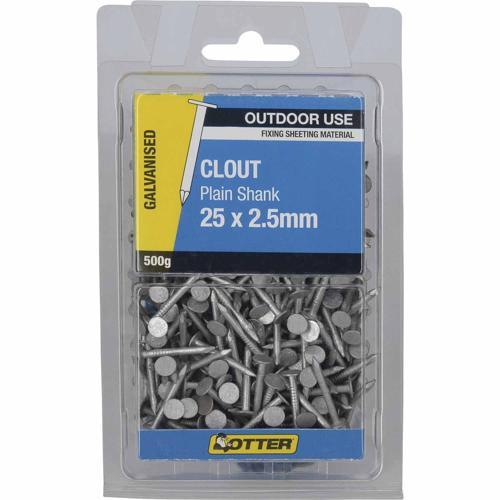 Otter Clout Nails 25 X 2.5mm 500g Galvanised