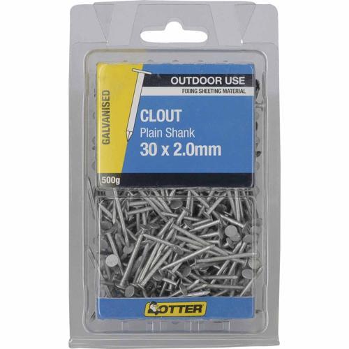 Otter Clout Nails 30 X 2.0mm 500g Galvanised