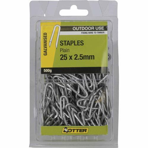 Otter Plain Staples 25 X 2.5mm 500g Galvanised