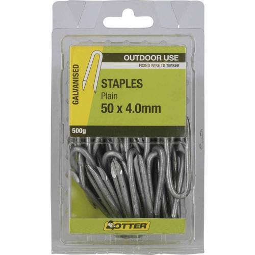 Otter Plain Staples 50 X 4.0mm 500g Galvanised