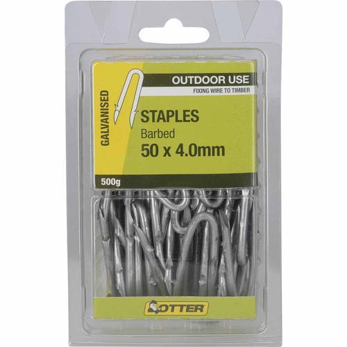 Otter Barbed Staples 50 X 4.0mm 500g Galvanised