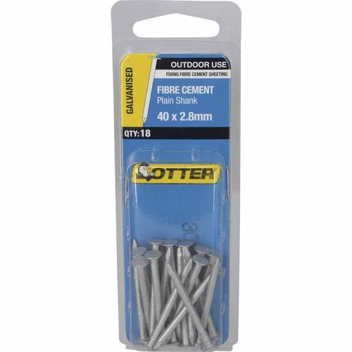 Otter Fibre Cement Nails 40 X 2.8mm Galvanised Pack of 18