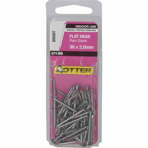 Otter Flat Head Nails 30 X 2.0mm Bright Pack of 60