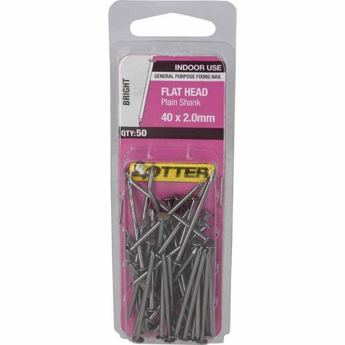 Otter Flat Head Nails 40 X 2.0mm Bright Pack of 50