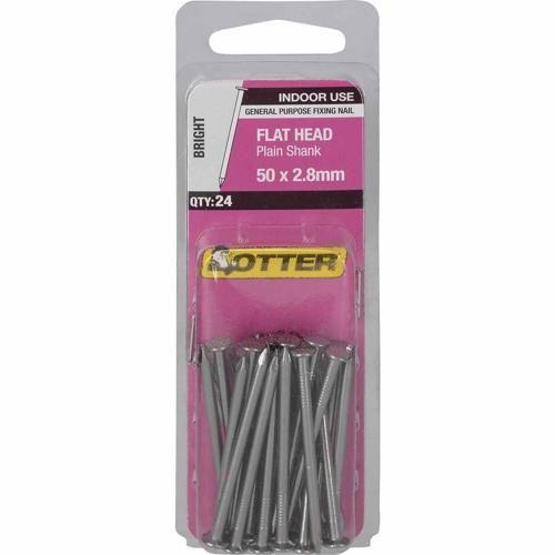 Otter Flat Head Nails 50 X 2.8mm Bright Pack of 24