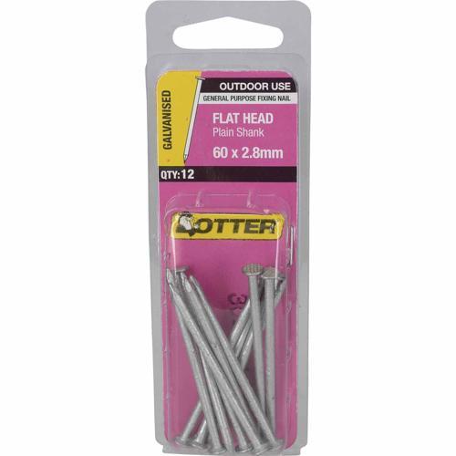 Otter Flat Head Nails 60 X 2.8mm Galvanised Pack of 12