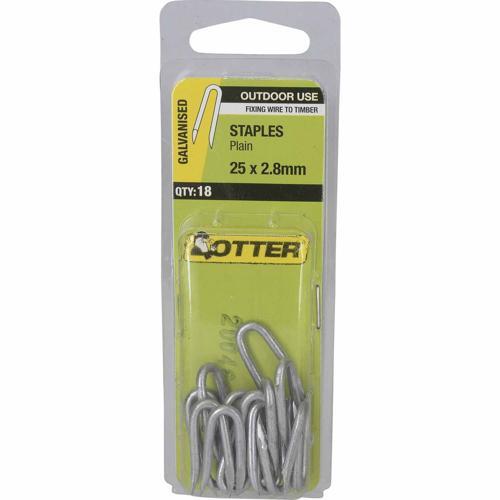 Otter Plain Staples 25 X 2.8mm Galvanised Pack of 18