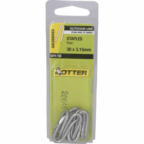 Otter Plain Staples 30 X 3.15mm Galvanised Pack of 10