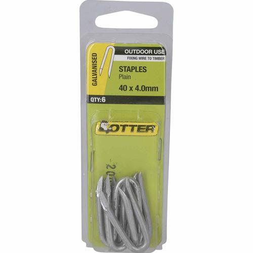 Otter Plain Staples 40 X 4.0mm Galvanised Pack of 6