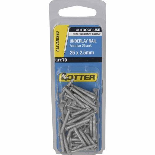 Otter Fibre Cement Underlay Nails 25 X 2.5mm Galvanised Pack of 70