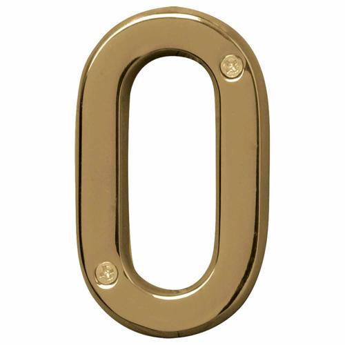 HY-KO Letterbox Number 0 102mm Polished Brass Finish BR-42PB/0