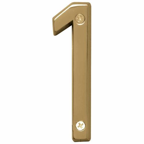 HY-KO Letterbox Number 1 102mm Polished Brass Finish BR-42PB/1