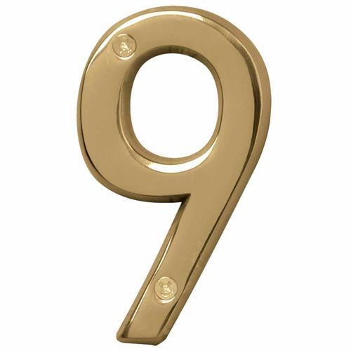 HY-KO Letterbox Number 9 102mm Polished Brass Finish