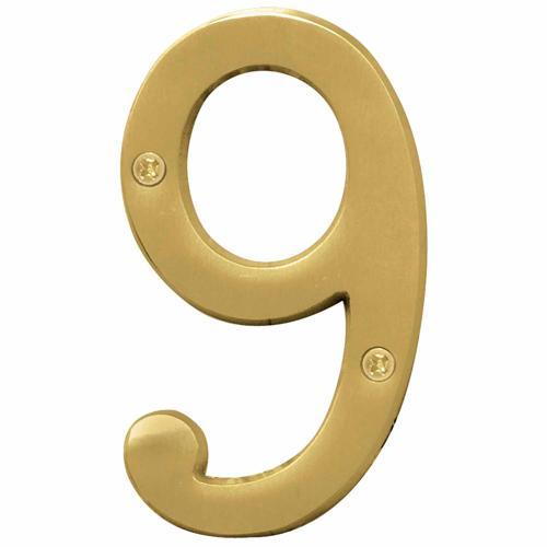 HY-KO Letterbox Number 9 102mm Brushed Brass Finish