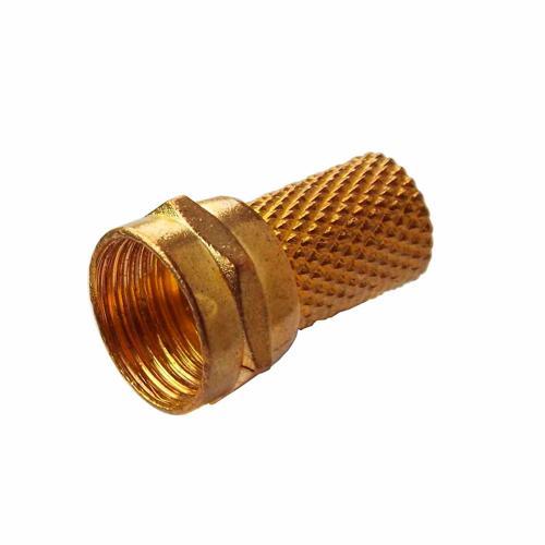 Custom F Plug For RG6 Cable. Screw On Type Gold