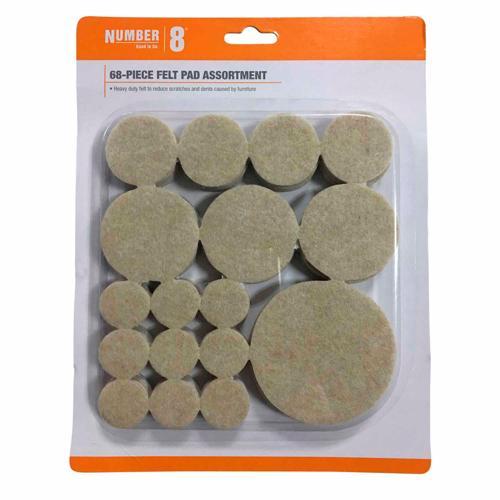 Number 8 Felt Pad Assorted 68 Piece Cream Pack of 68