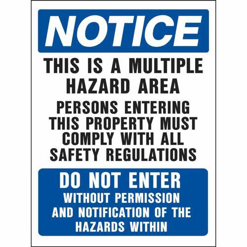 HY-KO Notice Multiple Hazard Sign 610mm L: 457mm