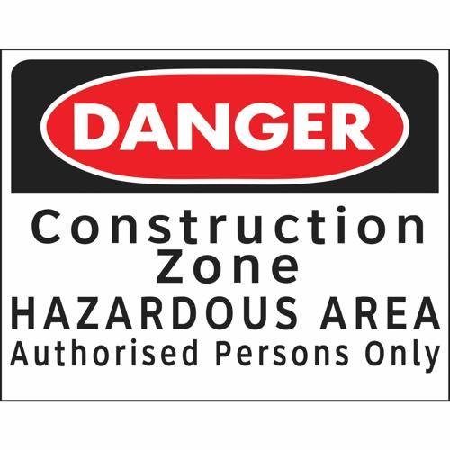 HY-KO Danger Construction Zone Sign 470mm L: 368mm