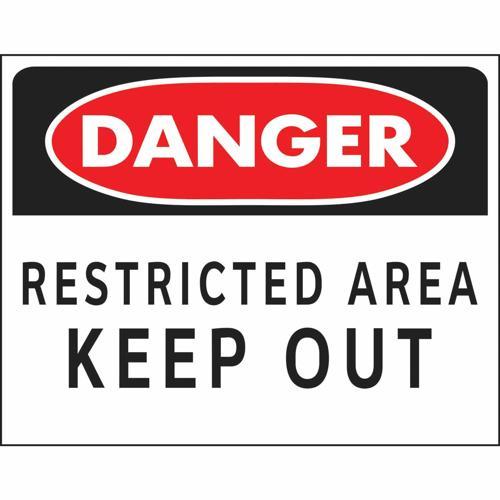 HY-KO Danger Restricted Area Keep Out Sign 470mm L: 368mm