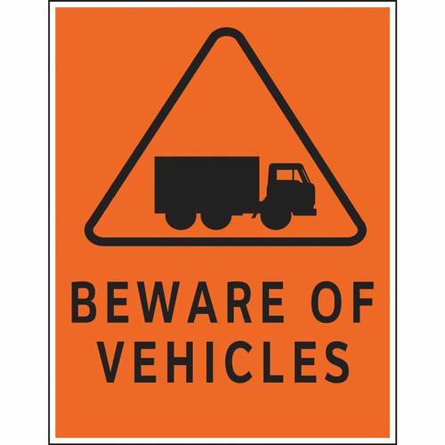 HY-KO Caution Beware Of Vehicles Sign 470mm L: 368mm