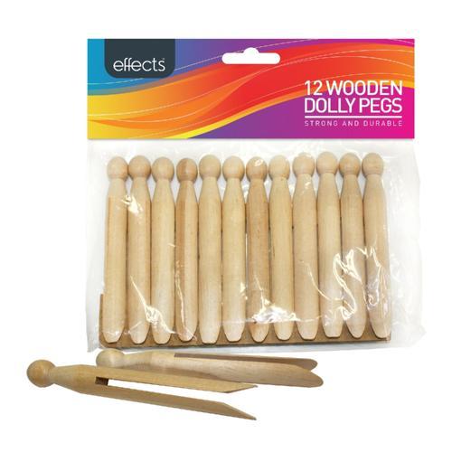 Effects Wooden Pegs 182mm 185mm 10mm Natural Pack of 12