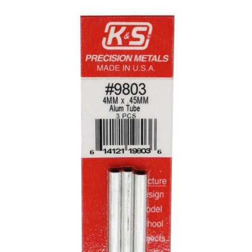 K&S Metal Round Aluminium Tube 4mmx300mm Pack of 3