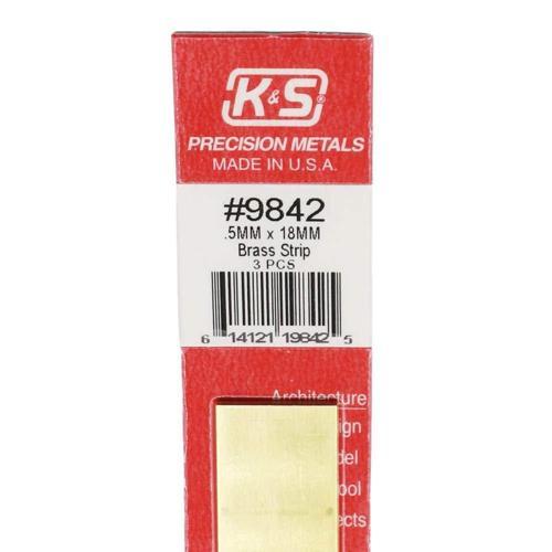 K&S Metal Flat Brass Strip 0.5X18X300mm Pack of 3