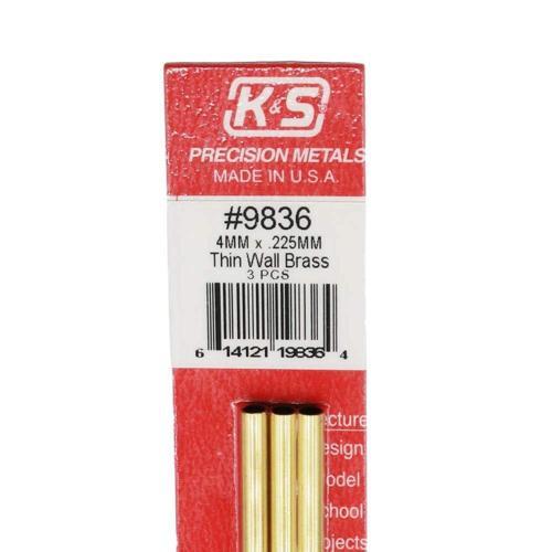 K&S Metal Round Brass Tube 4mmx300mm Pack of 3 9836-K&S