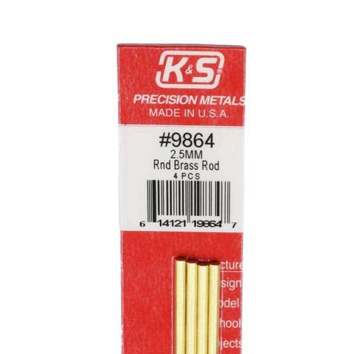 K&S Metal Round Brass Rod 2.5mmx300mm Pack of 4