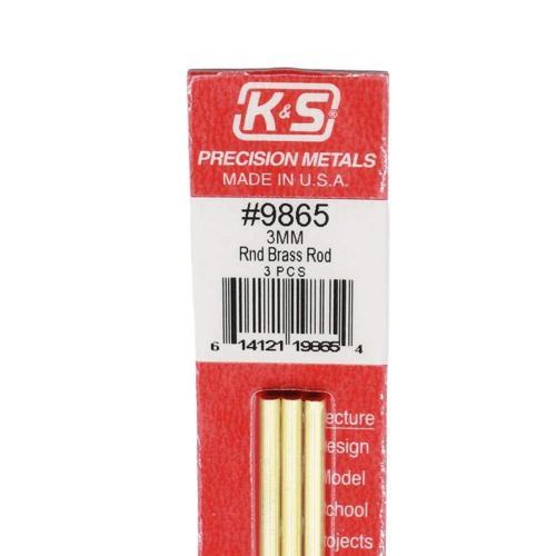 K&S Metal Round Brass Rod 3mmx300mm Pack of 3