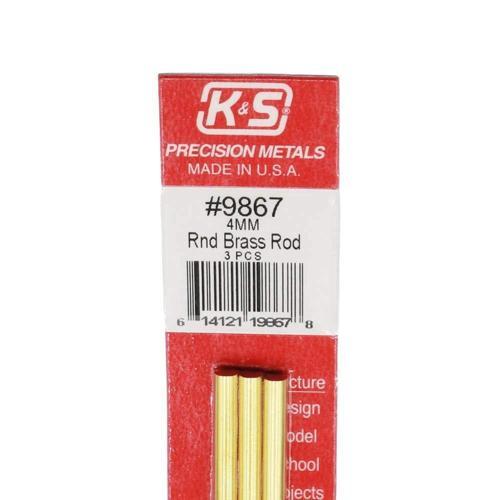 K&S Metal Round Brass Rod 4mmx300mm Pack of 3