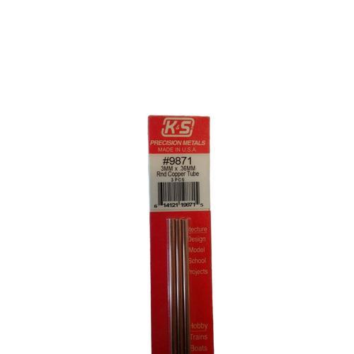 K&S Metal Round Copper Tube 3mmx300mm Pack of 3