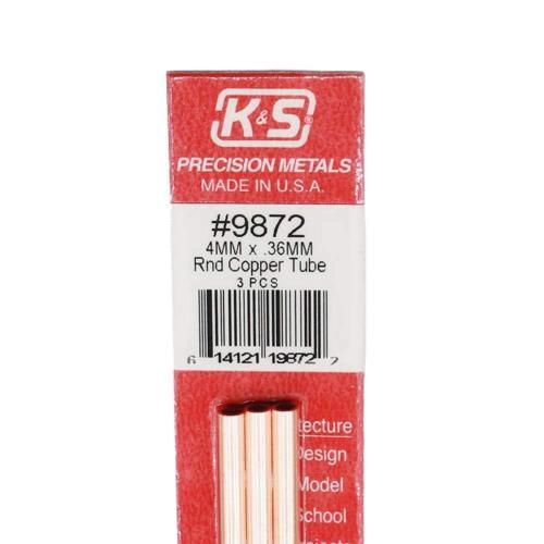 K&S Metal Round Copper Tube 4mmx300mm Pack of 3
