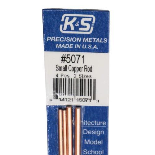 K&S Metal Round Rods 1/16 And 3/32 Inches Copper Pack of 4