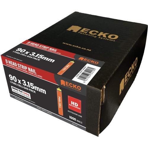 Ecko D Head Collated Framing Nails Gas Handy Pack 90mm X 3.15 Pack of 1000