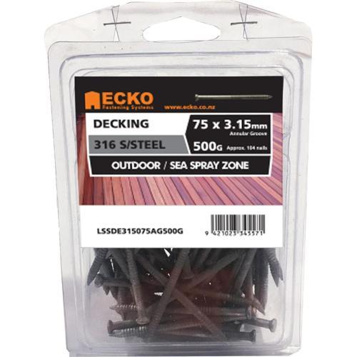 Ecko Decking Nails 75 X 3.15mm 500g 316 Stainless Steel