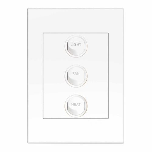 HPM Vivo 3 Gang Engraved Switch Light/Fan/Heat