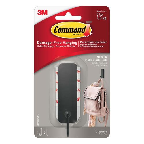 Command Wall Hook 17034MB-ES Medium Matte Black